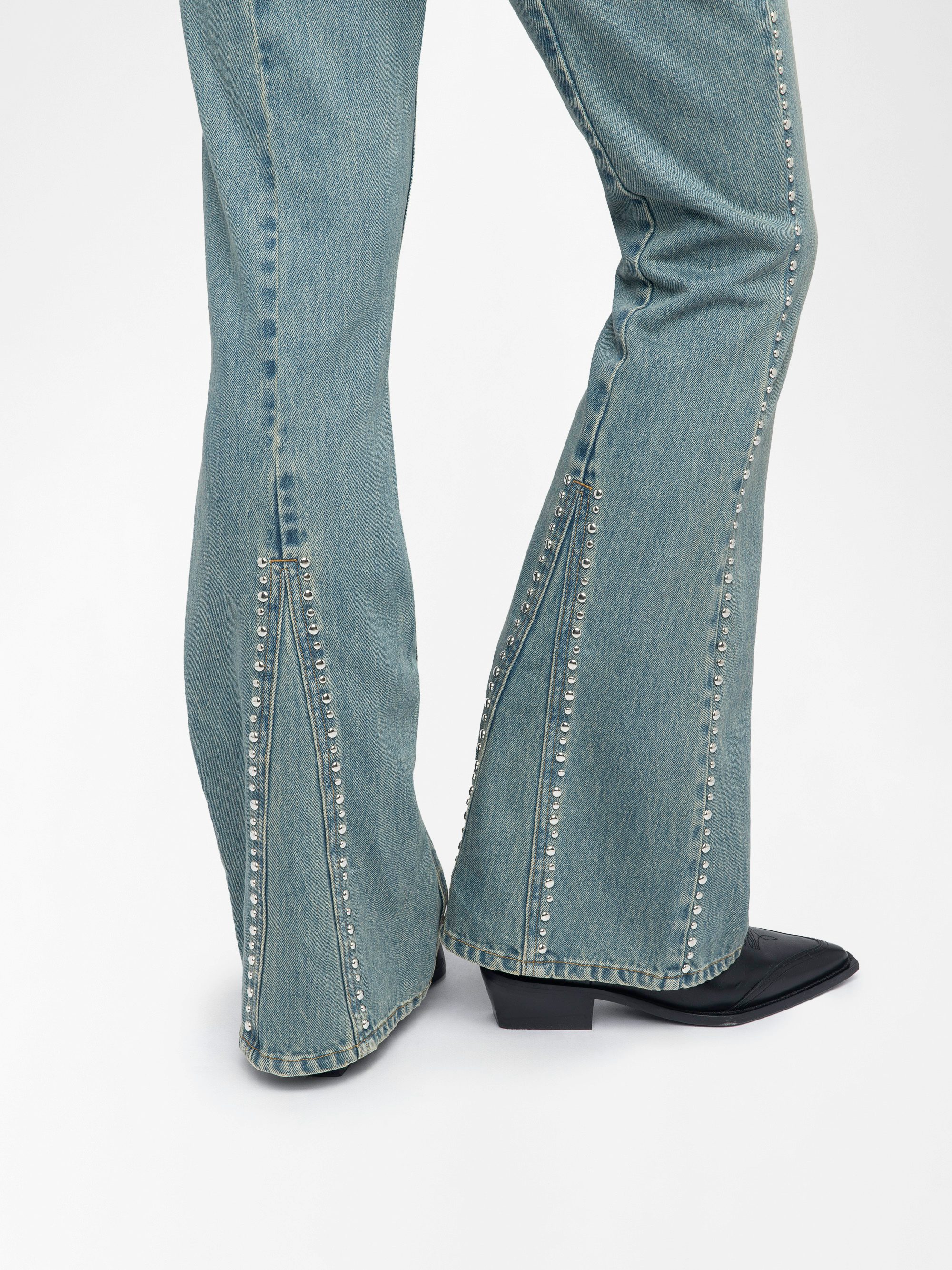 Eclip Studded Jeans - Bootcut jeans with studs, multiple pockets.